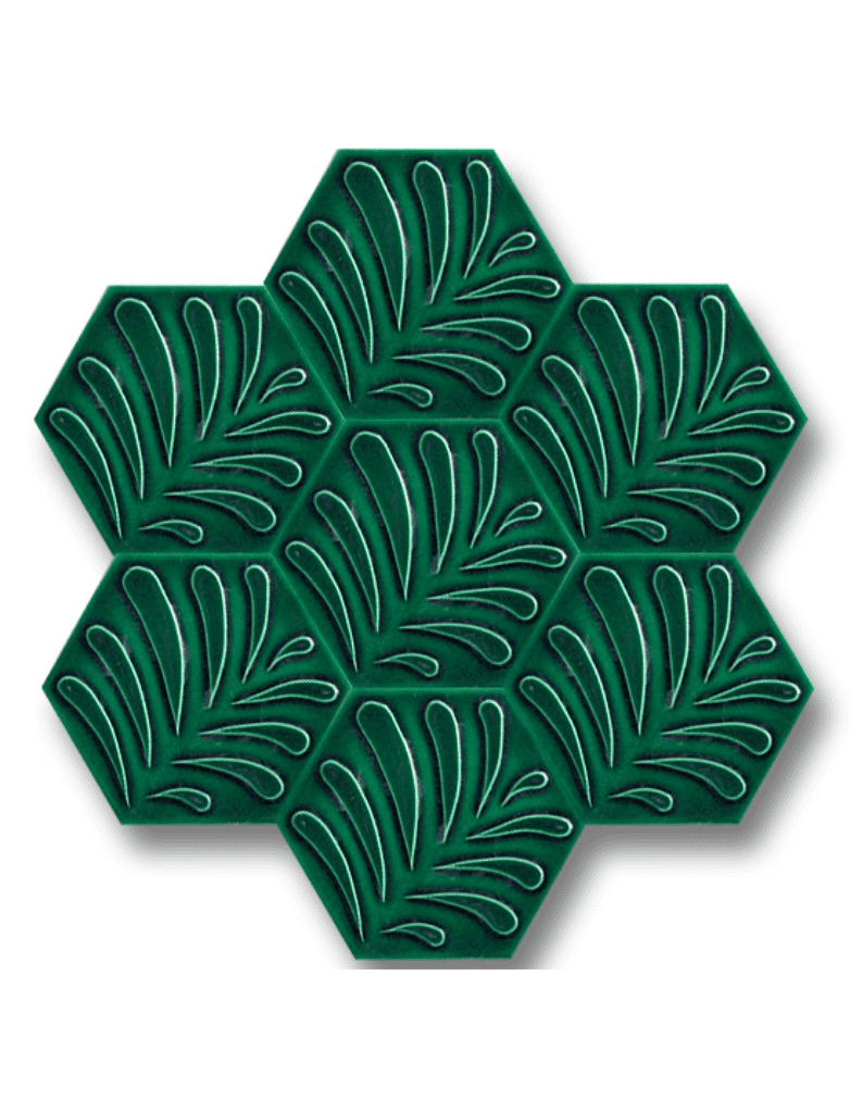 Altıgen Seramik Çini Karo 15x17 - 04,   Yeşil Banyo Seramik, Altıgen Yer Karosu, Hexagon Tiles, Handmade Tile, Altıgen Zümrüt Yeşili Seramik, Altıgen Yeşil Seramik,