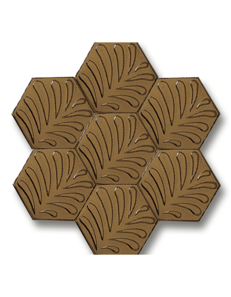 Altıgen Seramik Çini  Karo -08- 15x17  Altıgen Çini Karo, Gold Seramik, Altıgen Fayans, Altın Rengi Seramik, El Yapımı Seramik, Handmadetile, Hexagon Tile Seramik,